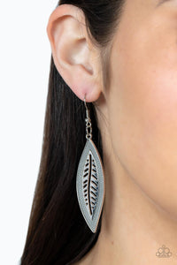 Leather Lagoon - Silver ~ Paparazzi Earrings - Glitzygals5dollarbling Paparazzi Boutique 