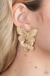 Blushing Butterflies - Gold Paparazzi Earrings - Glitzygals5dollarbling Paparazzi Boutique 
