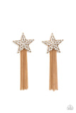 Superstar Solo - Gold ~ Paparazzi Earrings - Glitzygals5dollarbling Paparazzi Boutique 