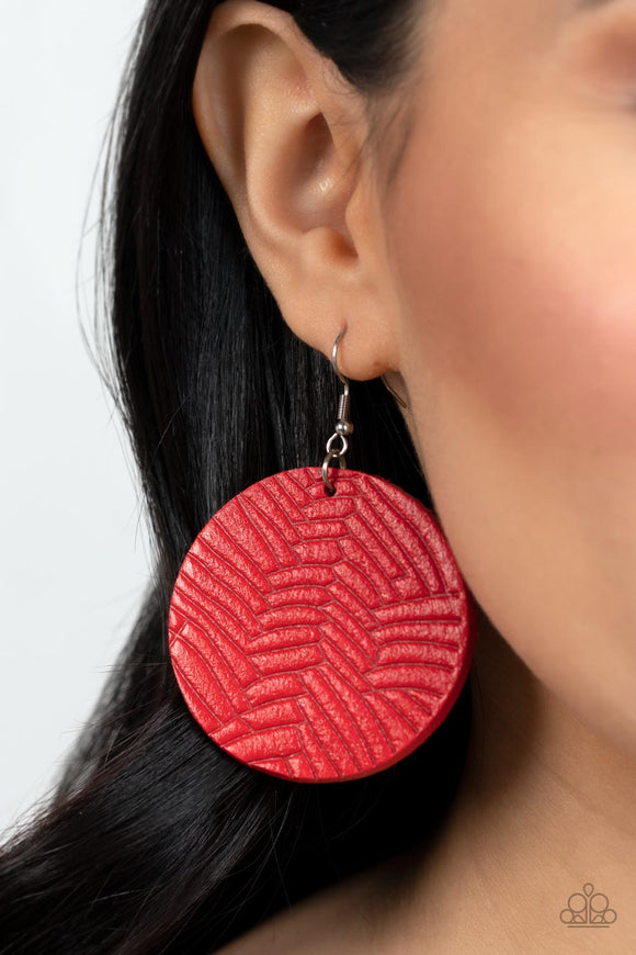 Leathery Loungewear - Red ~ Paparazzi Earrings - Glitzygals5dollarbling Paparazzi Boutique 