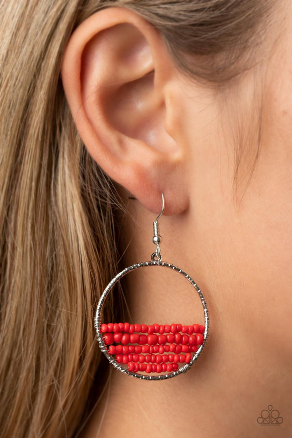 Head-Over-Horizons - Red ~ Paparazzi Earrings - Glitzygals5dollarbling Paparazzi Boutique 