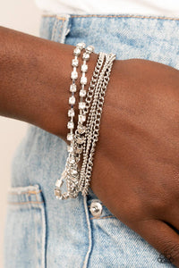 Paparazzi Bracelet ~ Secretly Sassy - White - Glitzygals5dollarbling Paparazzi Boutique 