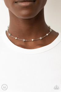 Rumored Romance - White ~ Paparazzi Necklace Choker - Glitzygals5dollarbling Paparazzi Boutique 