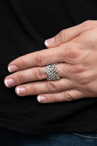 Sizzling Shimmer - White ~ Paparazzi Ring - Glitzygals5dollarbling Paparazzi Boutique 