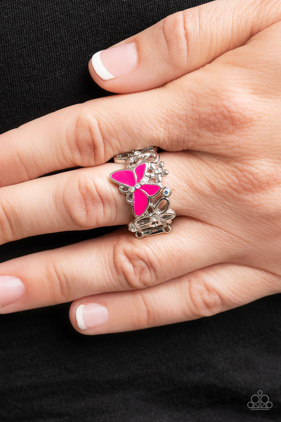 All FLUTTERED Up - Pink ~  Paparazzi Ring Butterfly - Glitzygals5dollarbling Paparazzi Boutique 