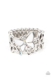 All FLUTTERED Up - White ~ Paparazzi Ring - Glitzygals5dollarbling Paparazzi Boutique 