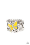 All FLUTTERED Up - Yellow ~ Paparazzi Ring - Glitzygals5dollarbling Paparazzi Boutique 