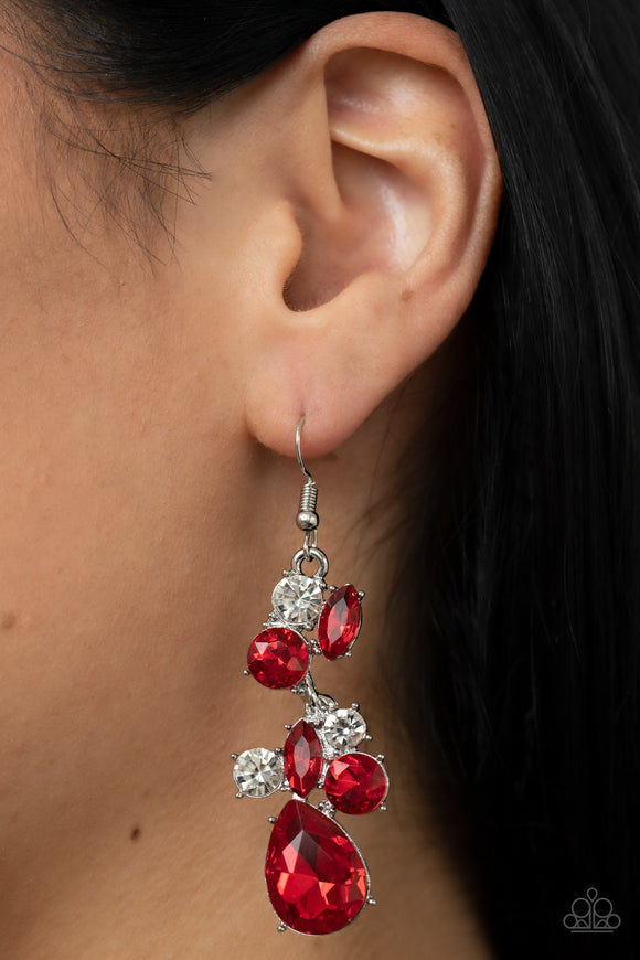 Rhinestone Reveler - Red ~ Paparazzi Earrings - Glitzygals5dollarbling Paparazzi Boutique 
