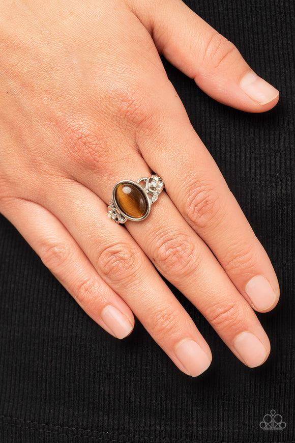 Paparazzi Ring ~ Crystals and Cats Eye - Brown - Glitzygals5dollarbling Paparazzi Boutique 