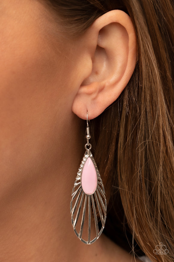 Paparazzi Earrings ~ WING-A-Ding-Ding - Pink - Glitzygals5dollarbling Paparazzi Boutique 
