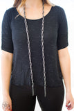 SCARFed For Attention Black Gunmetal Blockbuster Necklace Paparazzi - Glitzygals5dollarbling Paparazzi Boutique 