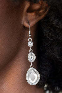 Paparazzi Earrings ~ Dripping Self-Confidence - White - Glitzygals5dollarbling Paparazzi Boutique 