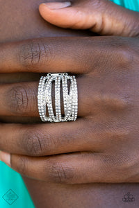 Paparazzi Ring ~ Knock-Out Opulence - White - Glitzygals5dollarbling Paparazzi Boutique 