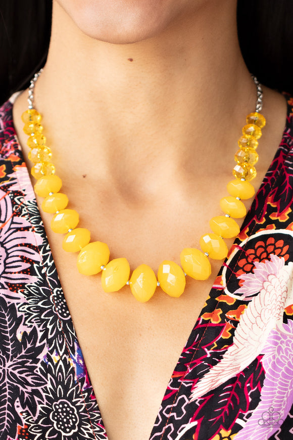 Happy-GLOW-Lucky - Yellow ~ Paparazzi Necklace - Glitzygals5dollarbling Paparazzi Boutique 