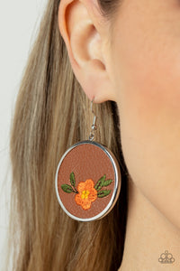Paparazzi Earrings ~ Prairie Patchwork - Orange - Glitzygals5dollarbling Paparazzi Boutique 