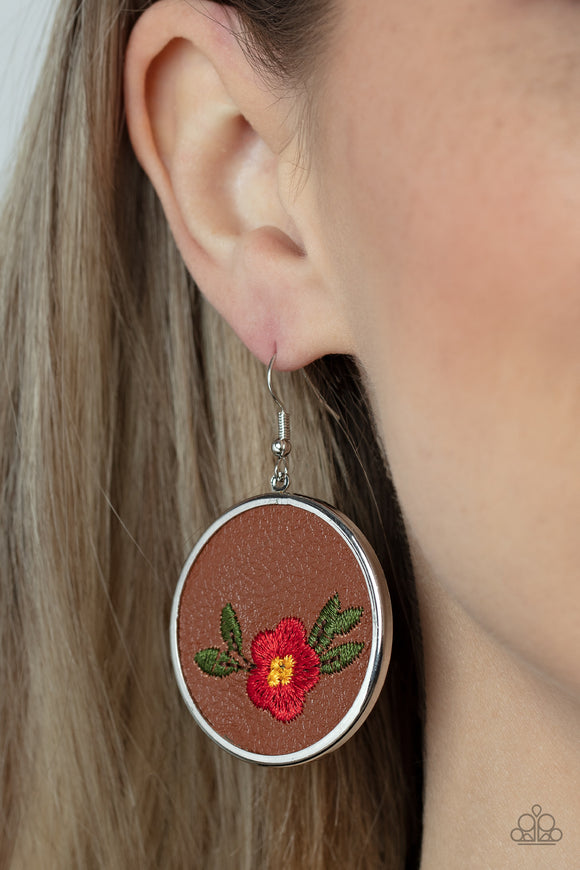 Prairie Patchwork - Red ~ Paparazzi Earrings - Glitzygals5dollarbling Paparazzi Boutique 