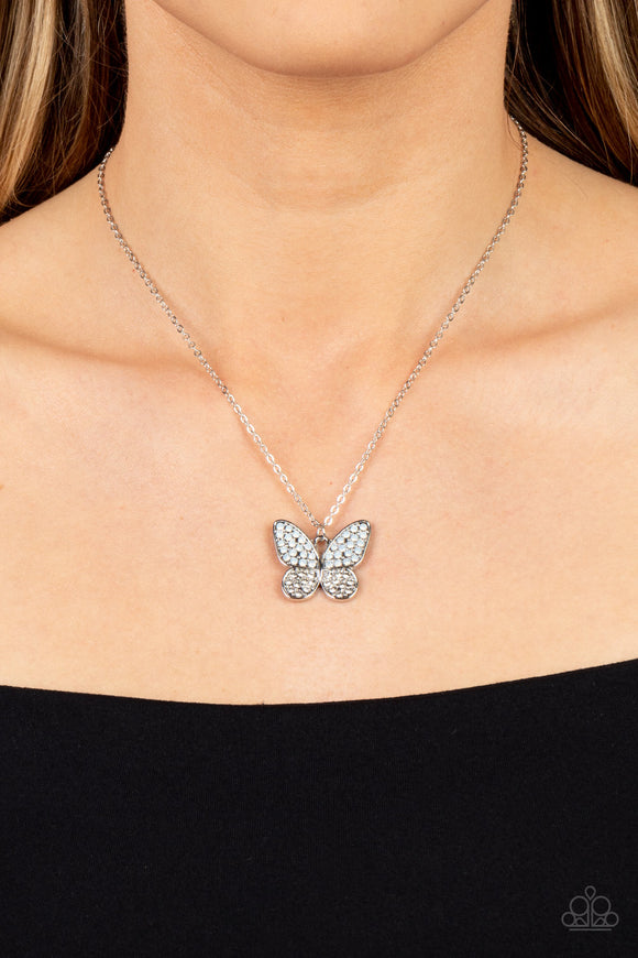 Flutter Forte - White Butterfly ~ Paparazzi Necklace - Glitzygals5dollarbling Paparazzi Boutique 