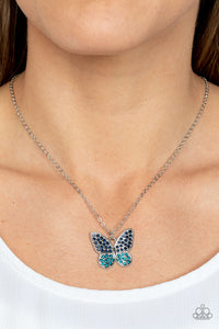 Paparazzi Necklace ~ Flutter Forte - Blue Butterfly - Glitzygals5dollarbling Paparazzi Boutique 