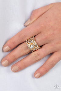 Doting on Dazzle - Gold ~ Paparazzi Ring - Glitzygals5dollarbling Paparazzi Boutique 