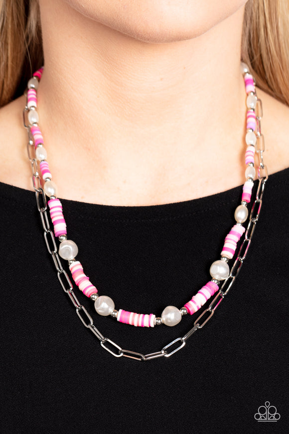 Tidal Trendsetter - Pink ~ Paparazzi Necklace - Glitzygals5dollarbling Paparazzi Boutique 