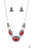 Textured TRAPEZOID - Red ~ Paparazzi Necklace - Glitzygals5dollarbling Paparazzi Boutique 