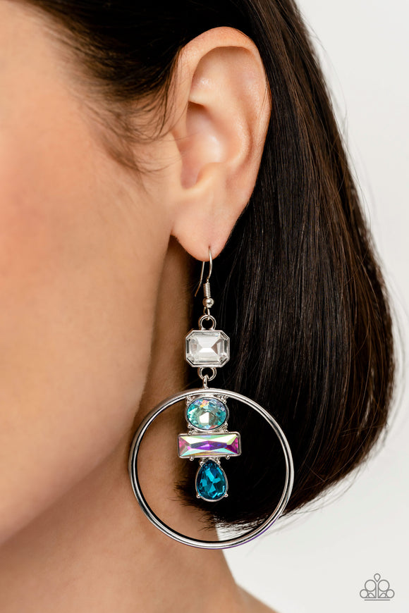 Geometric Glam - Blue ~ Paparazzi Earrings - Glitzygals5dollarbling Paparazzi Boutique 