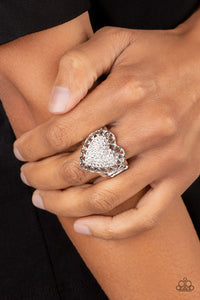 Romantic Escape - White ~ Paparazzi Ring - Glitzygals5dollarbling Paparazzi Boutique 