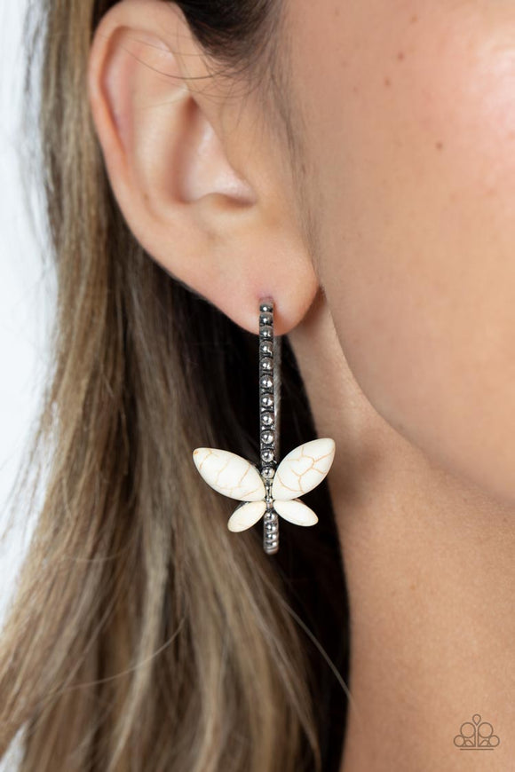 Bohemian Butterfly - White ~ Paparazzi Earrings - Glitzygals5dollarbling Paparazzi Boutique 