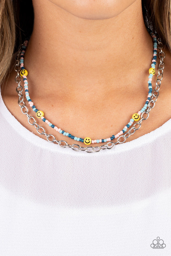 Happy Looks Good on You - Blue ~ Paparazzi Necklace - Glitzygals5dollarbling Paparazzi Boutique 