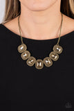 Iced Iron - Brass ~ Paparazzi Necklace - Glitzygals5dollarbling Paparazzi Boutique 