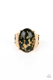 Gold Leaf Glam - Black ~ Paparazzi Ring - Glitzygals5dollarbling Paparazzi Boutique 