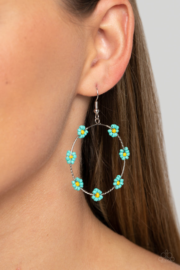 Dainty Daisies - Blue ~ Paparazzi Earrings - Glitzygals5dollarbling Paparazzi Boutique 