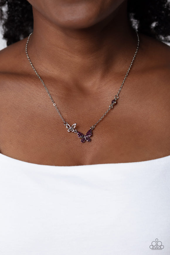 Cant BUTTERFLY Me Love - Purple ~ Paparazzi Necklace - Glitzygals5dollarbling Paparazzi Boutique 