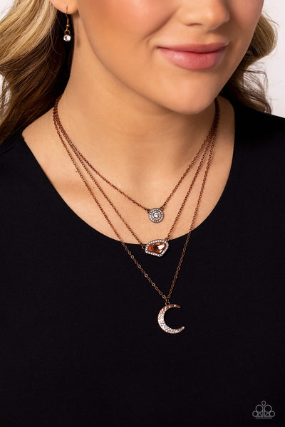 Lunar Lineup - Copper ~ Paparazzi Necklace - Glitzygals5dollarbling Paparazzi Boutique 