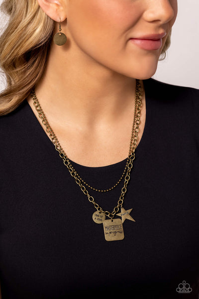 Masterpiece in Progress - Brass ~ Paparazzi Necklace - Glitzygals5dollarbling Paparazzi Boutique 