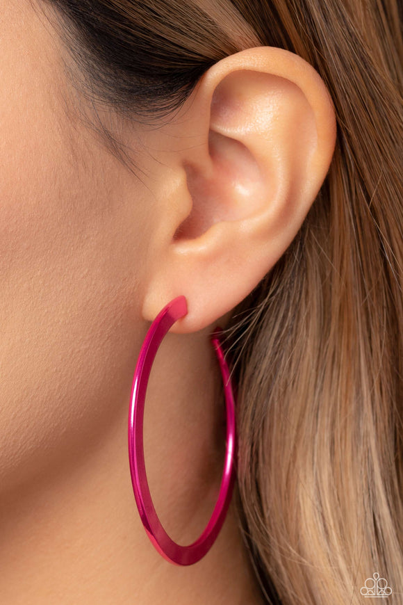 Pop HOOP - Pink ~ Paparazzi Earrings - Glitzygals5dollarbling Paparazzi Boutique 