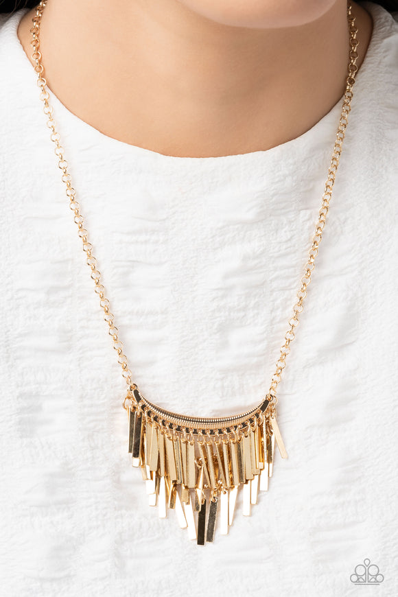Cue the Chandelier - Gold ~ Paparazzi Necklace - Glitzygals5dollarbling Paparazzi Boutique 
