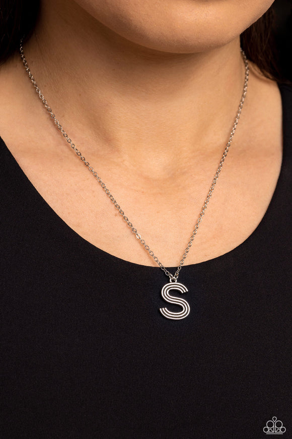 Leave Your Initials - Silver - S ~ Paparazzi Necklace - Glitzygals5dollarbling Paparazzi Boutique 