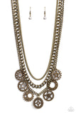 Running Out of STEAMPUNK - Brass ~ Paparazzi Necklace - Glitzygals5dollarbling Paparazzi Boutique 