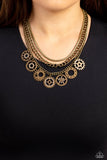 Running Out of STEAMPUNK - Brass ~ Paparazzi Necklace - Glitzygals5dollarbling Paparazzi Boutique 