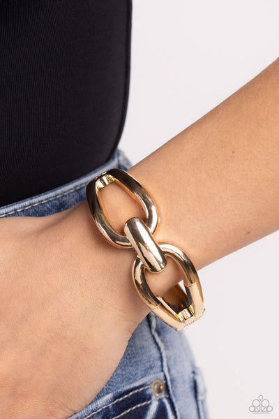 Mechanic Masquerade - Gold ~ Paparazzi Bracelet - Glitzygals5dollarbling Paparazzi Boutique 