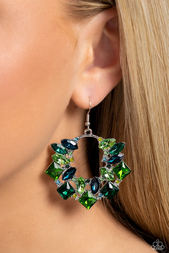 Wreathed in Watercolors - Green ~ Paparazzi Earrings - Glitzygals5dollarbling Paparazzi Boutique 