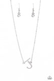 INITIALLY Yours - J - White ~ Paparazzi Necklace - Glitzygals5dollarbling Paparazzi Boutique 