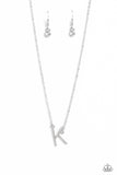 INITIALLY Yours - K - White ~ Paparazzi Necklace - Glitzygals5dollarbling Paparazzi Boutique 