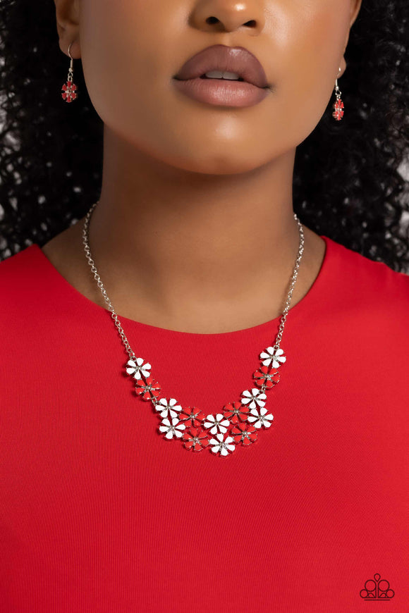 Floral Fever - Red ~ Paparazzi Necklace - Glitzygals5dollarbling Paparazzi Boutique 