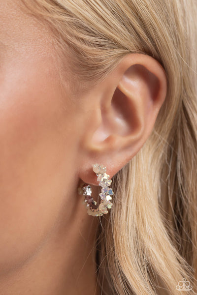 Floral Focus - White ~ Paparazzi Earrings - Glitzygals5dollarbling Paparazzi Boutique 