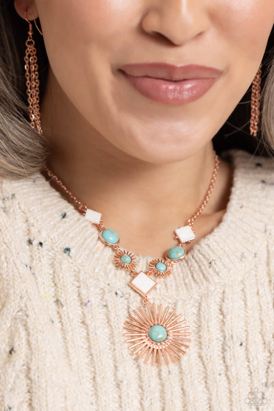 Sunburst Style - Copper ~ Paparazzi Necklace - Glitzygals5dollarbling Paparazzi Boutique 
