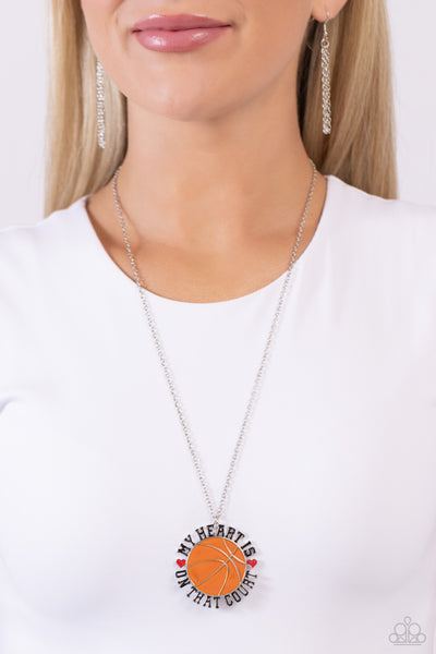 Courting Courtside - Orange ~ Paparazzi Basketball Necklace - Glitzygals5dollarbling Paparazzi Boutique 