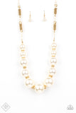 Pearly Prosperity - gold - Paparazzi necklace Fashion Fix Exclusive Necklace - Glitzygals5dollarbling Paparazzi Boutique 