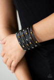 Paparazzi Go-Getter Glamorous - Black Leather - Rhinestones - Snap / Wrap Bracelet - Glitzygals5dollarbling Paparazzi Boutique 